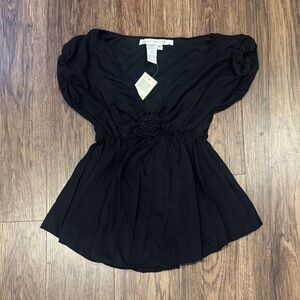 Max Studio Elegant Black Gathered Blouse